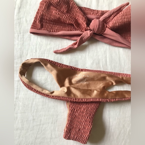 NWOT SIE SWIM Rose Gold Smocked Bikini Set - Picture 7 of 9